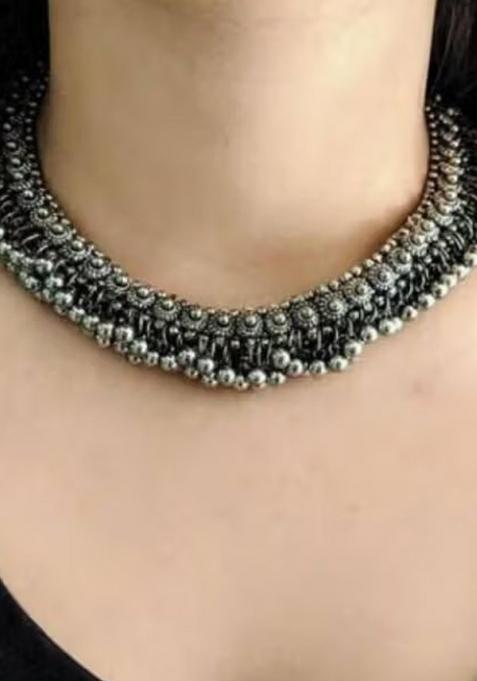 Oxidised Ghunghroo Choker Necklace For Women