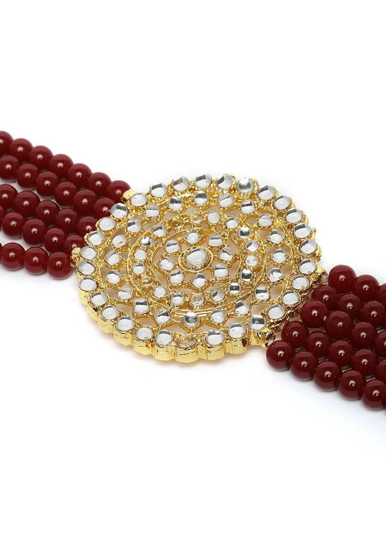 Maroon Choker With Round Big Centerpiece For Women