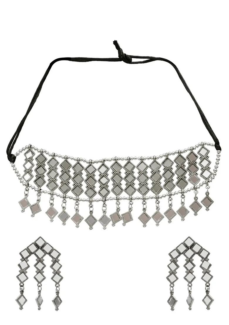 Mirror Work Designer Choker Necklace For Women