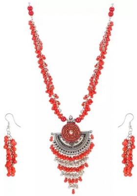 Red Boho Drop Long Pendant Necklace For Women