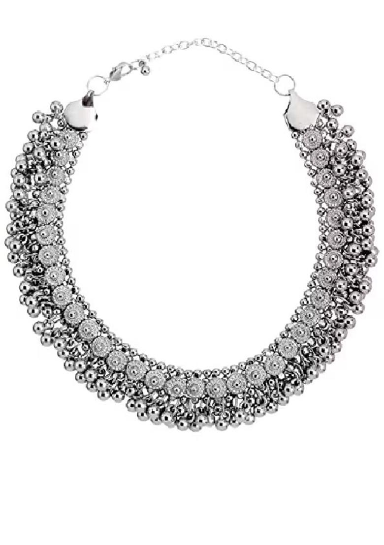 Oxidised Silver Ghunghroo Choker Necklace For Women