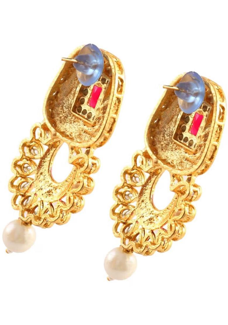 Pink Square Stone Choker Necklace Set For Women