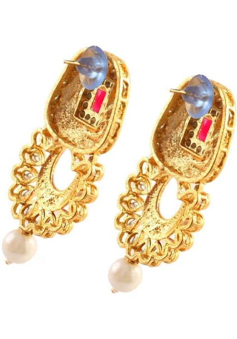 Pink Square Stone Choker Necklace Set For Women