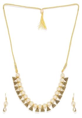 Golden Triangle Beads Designer Necklace For Women