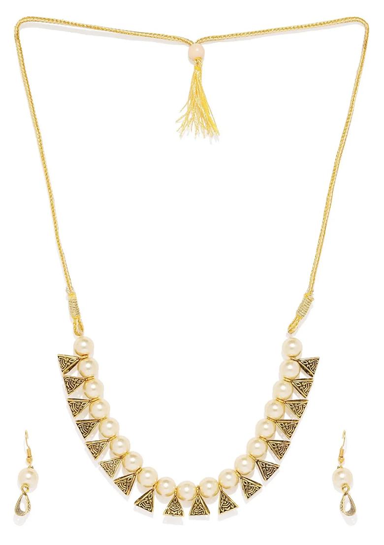 Golden Triangle Beads Designer Necklace For Women