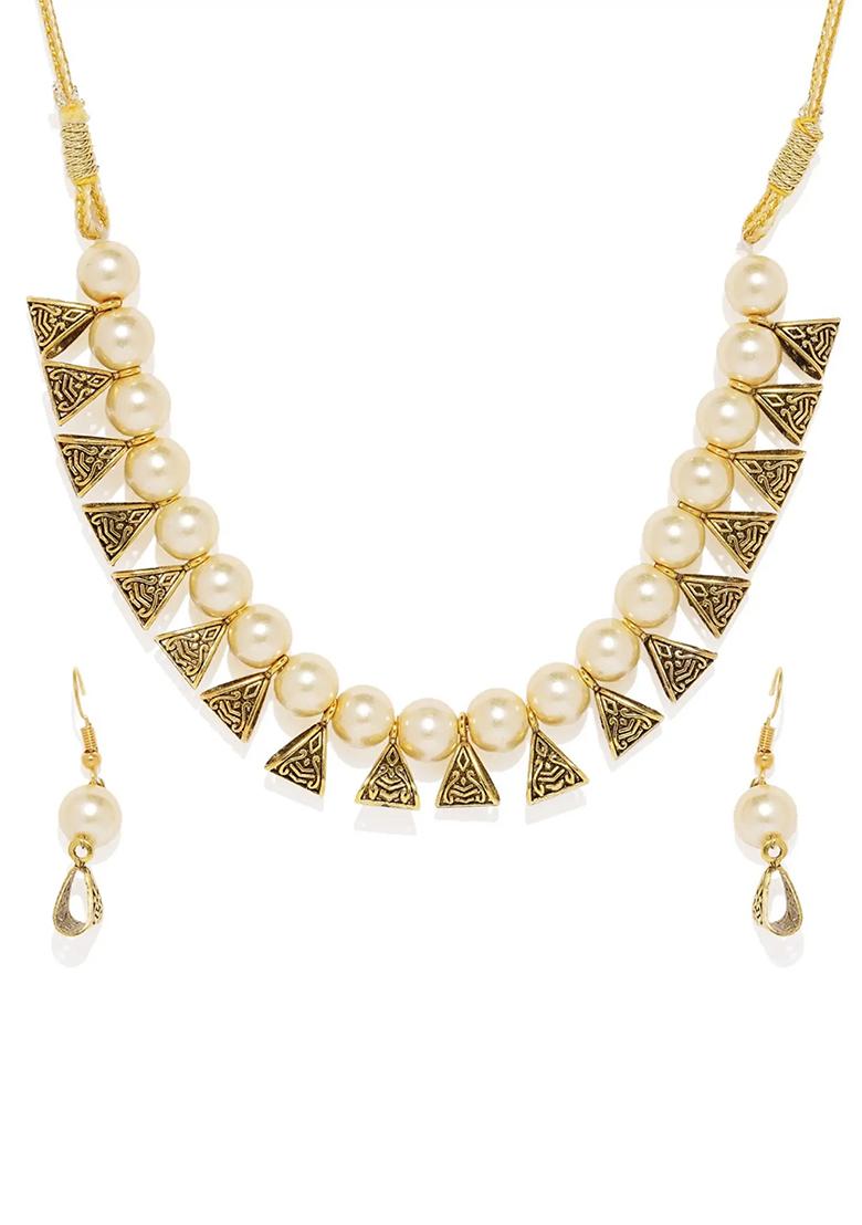Golden Triangle Beads Designer Necklace For Women