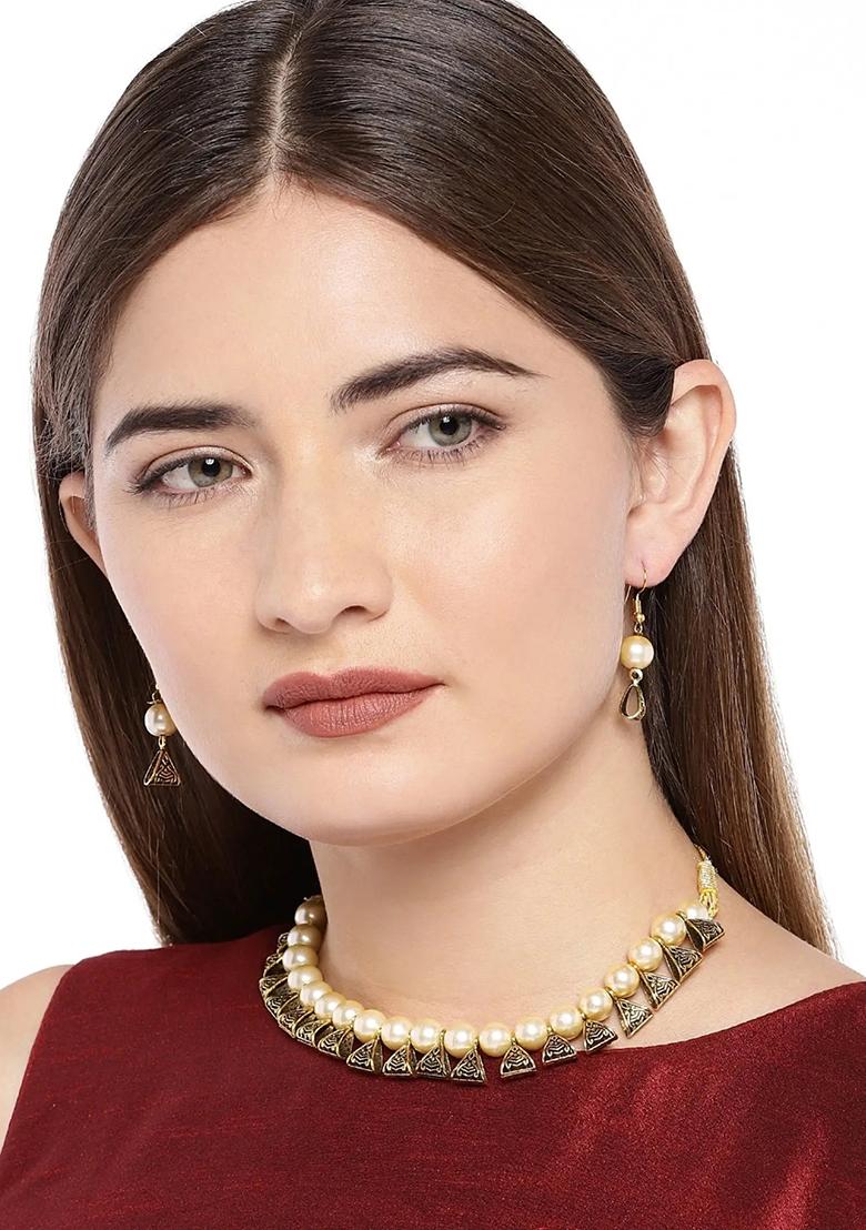 Golden Triangle Beads Designer Necklace For Women