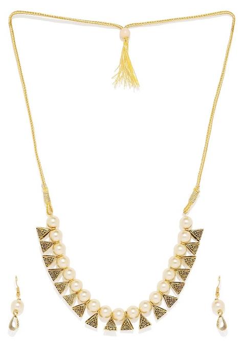 Golden Triangle Beads Designer Necklace For Women
