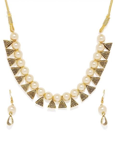 Golden Triangle Beads Designer Necklace For Women