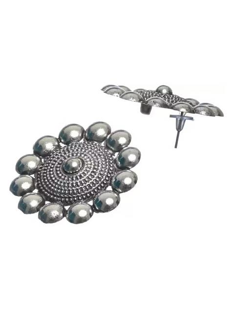 Silver Oxidised Dotted Choker Necklace For Women