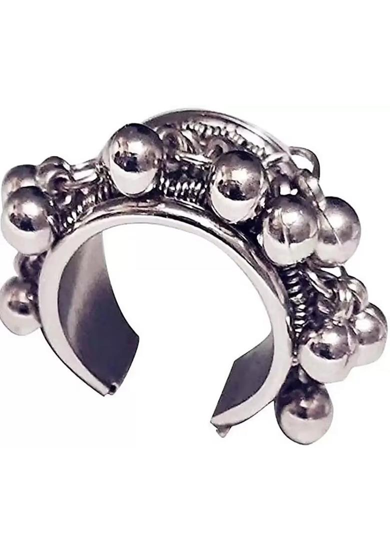 Silver Morpankh Murli Oxidised Necklace With Bracelet Earrings And Ring For Women