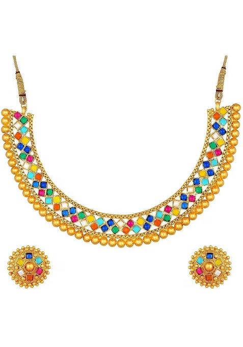Multi Metallic Choker Set For Women
