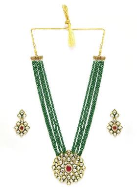 Green Crystal Necklace Set For Women