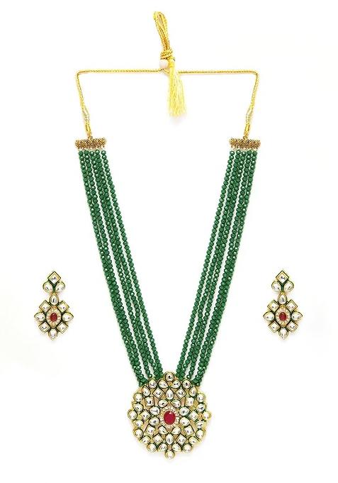 Green Crystal Necklace Set For Women