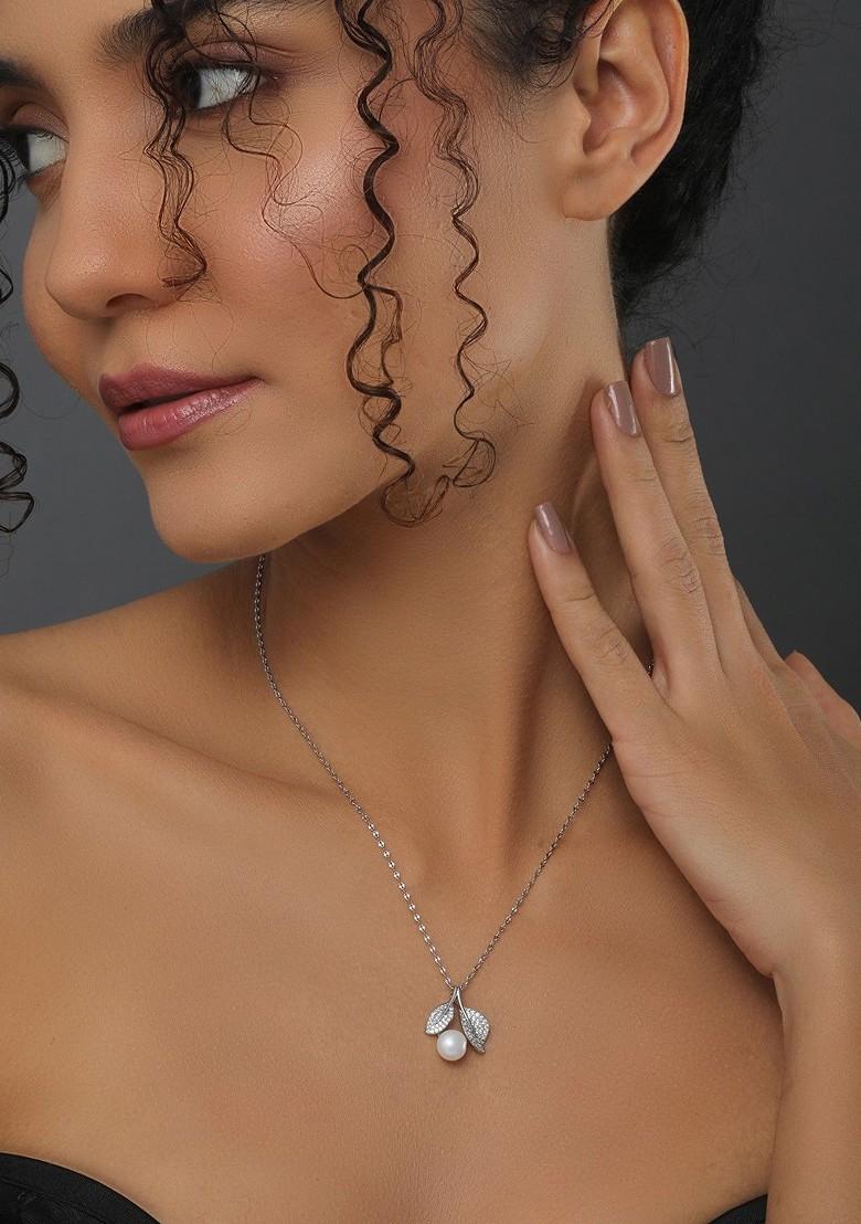 Rhodium Plated Contemporary Pendants With Chains