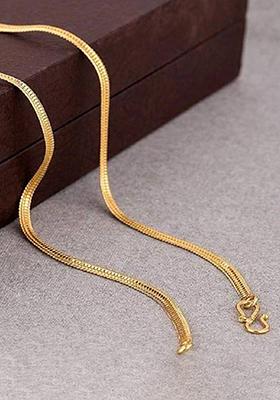 Gold Flat Broad Golden Statement Chain For Women