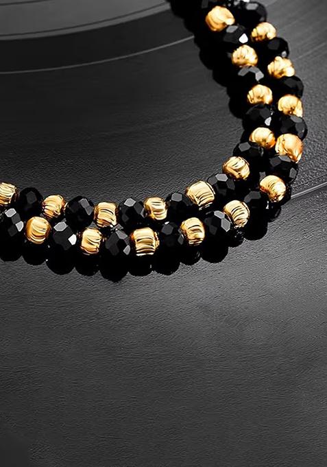 Black And Golden Beads Mangalsutra Chain For Women