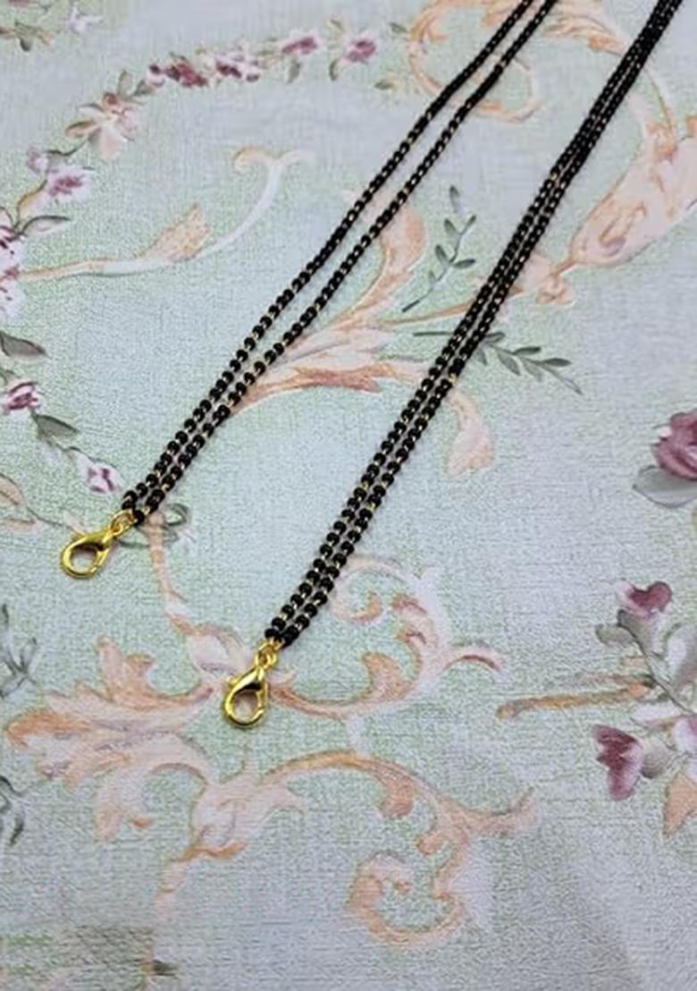 Black Double Layer Black Beads Mangalsutra Chain For Women