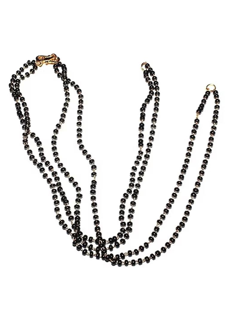 Black Double Layer Black Beads Mangalsutra Chain For Women