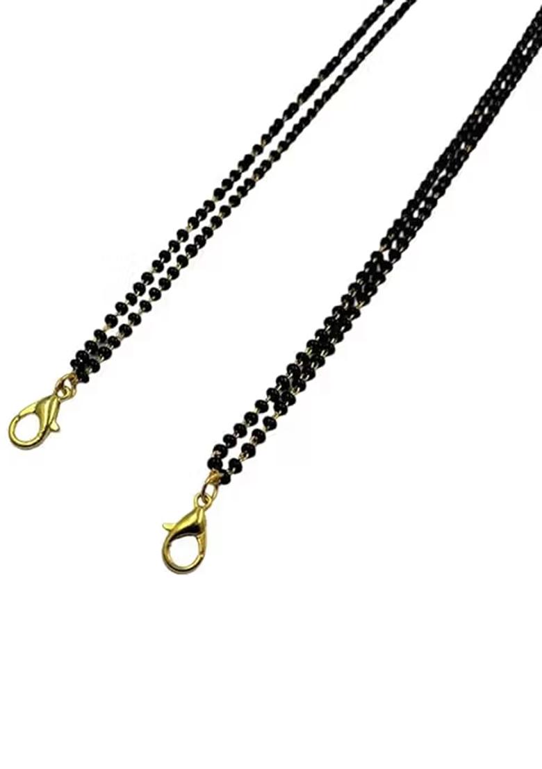 Black Double Layer Black Beads Mangalsutra Chain For Women