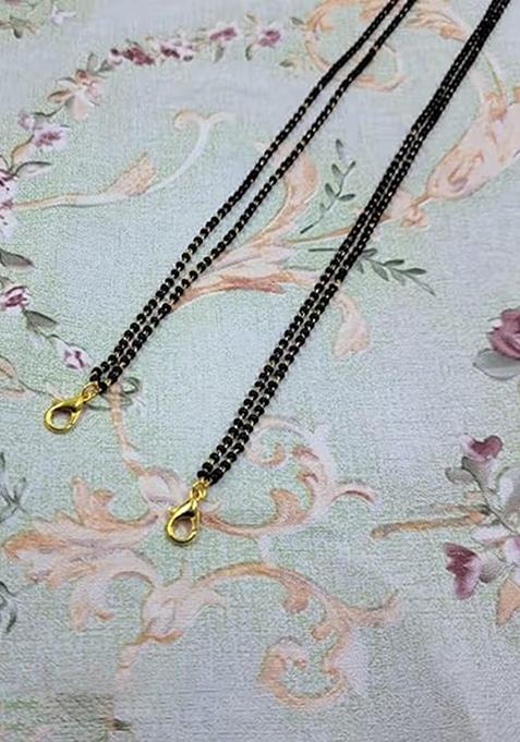Black Double Layer Black Beads Mangalsutra Chain For Women