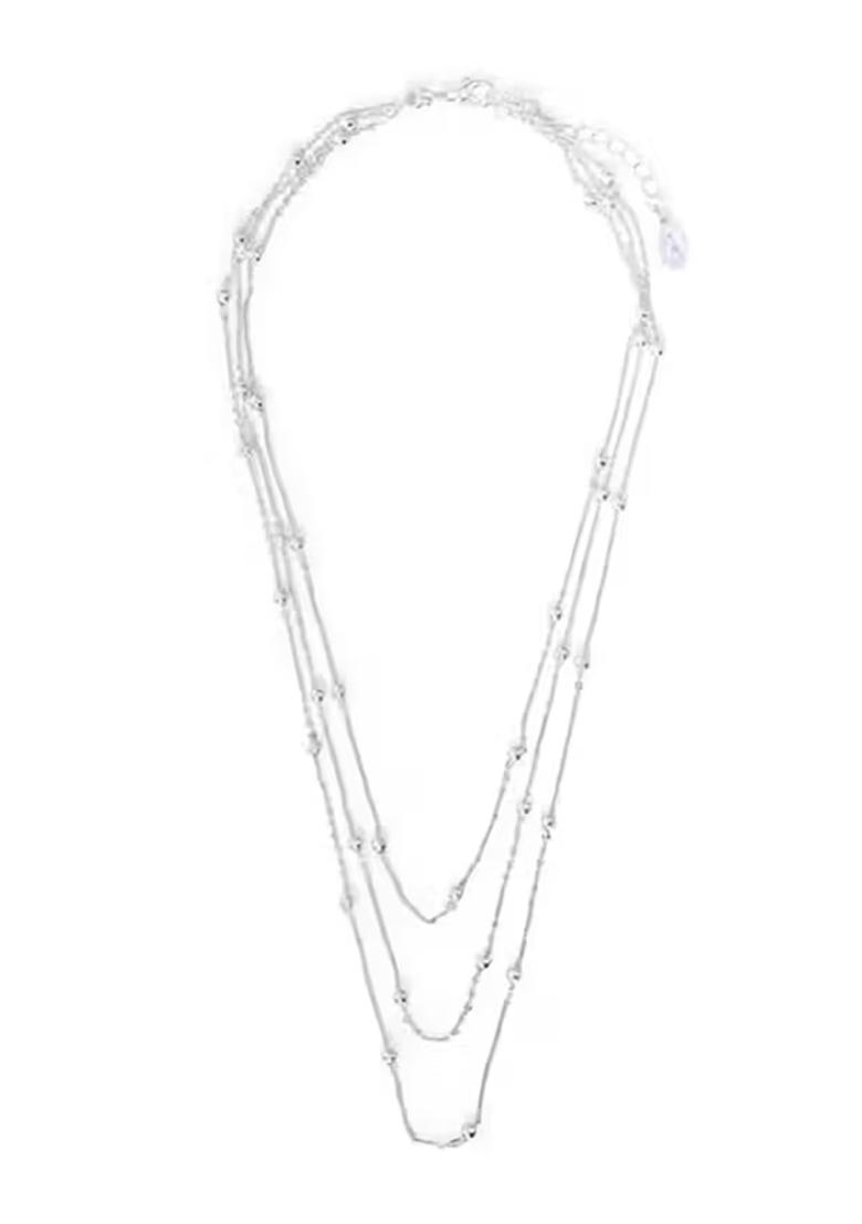 Silver 3 Layer Silver Tone Stylish Chain For Women