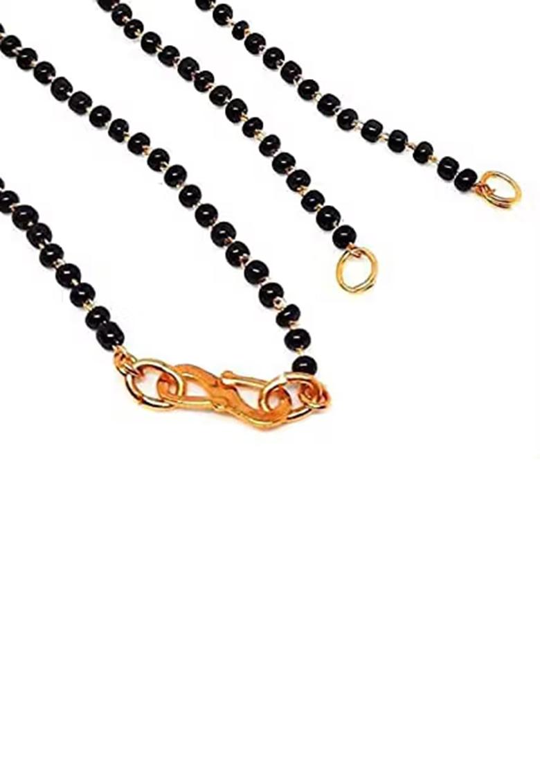 Black Single Layer Black Beads Mangalsutra Chain For Women