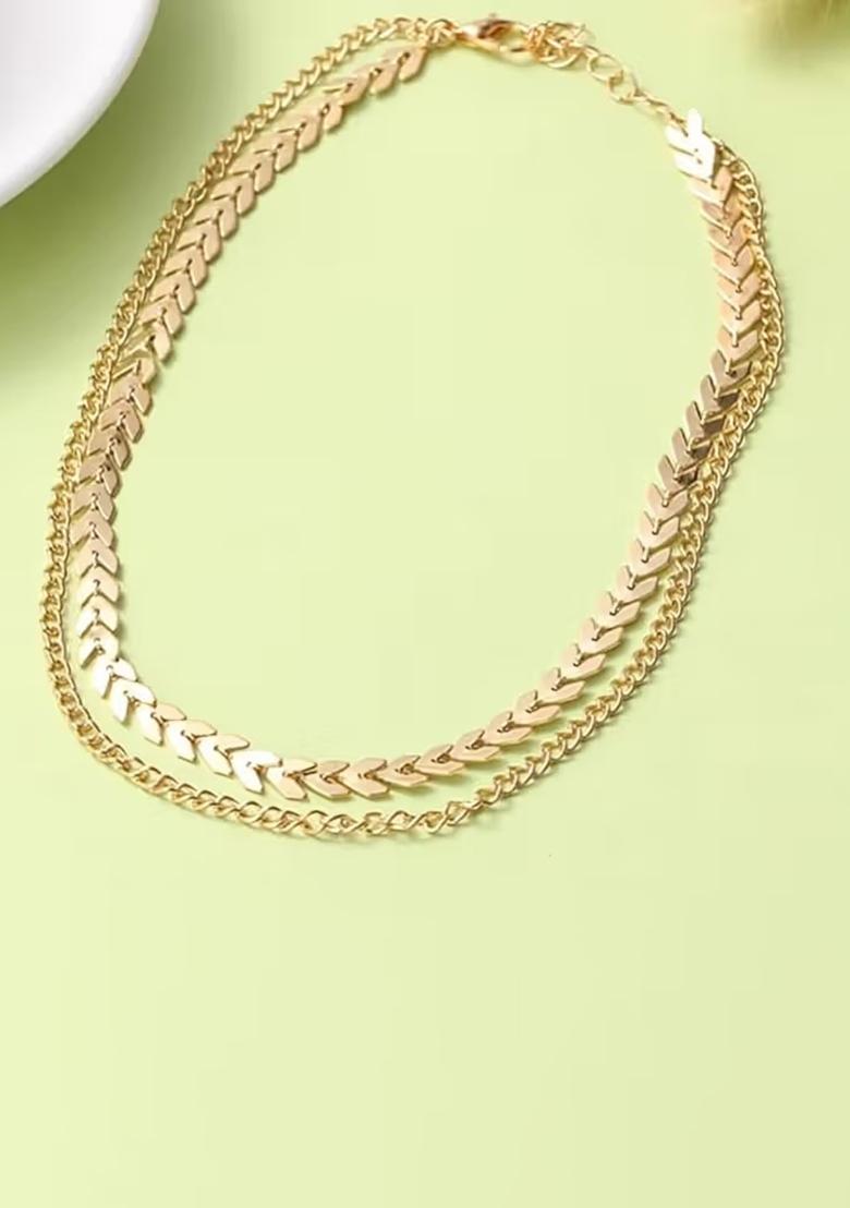 Gold Leaf Pendant Designer Chain For Women