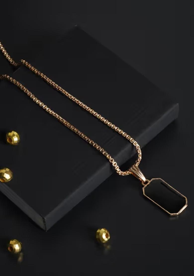 Gold Heart, Bird And Rectangle Pendant Chain Combo For Women (Set Of 3)