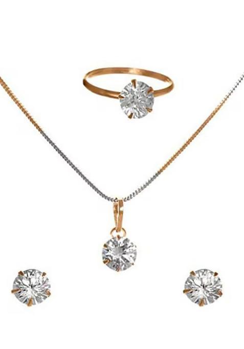 Gold Single Stone Pendant Chain Combo For Women