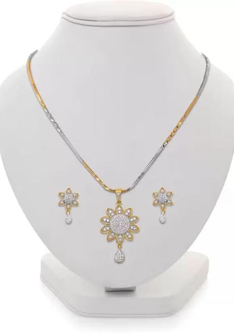 Gold Sun Design Ad Pendant Chain For Women