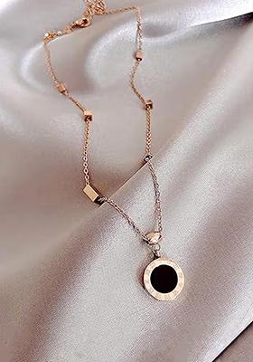 Gold Clock Design Pendant Chain For Women