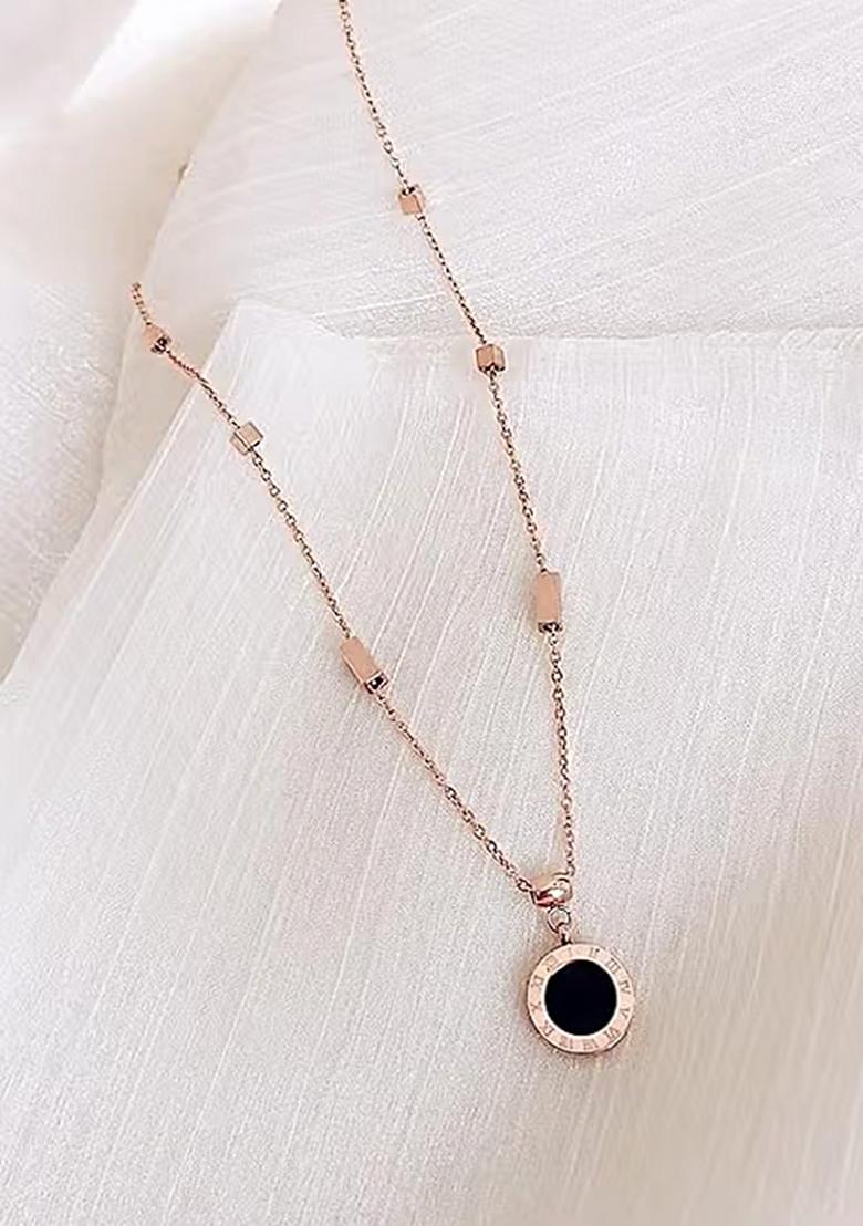 Gold Clock Design Pendant Chain For Women