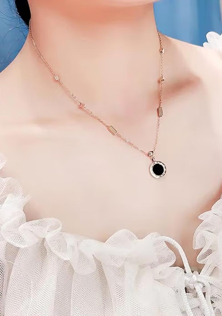 Gold Clock Design Pendant Chain For Women