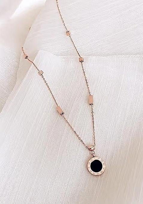 Gold Clock Design Pendant Chain For Women