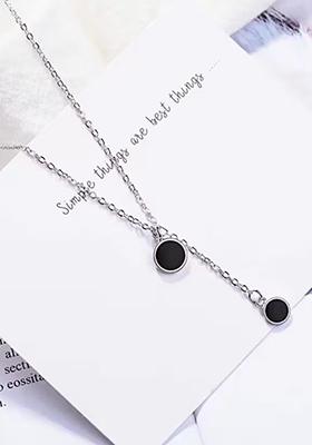 Silver Double Round Design On Single Silver Chain For Women