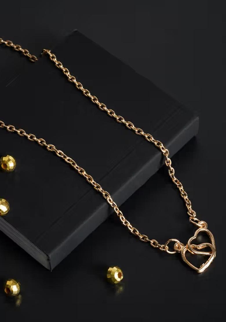 Gold Heart With Heart Design Chain Pendant For Women