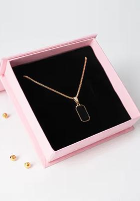 Golden Rectangle Shape Pendant Chain For Women