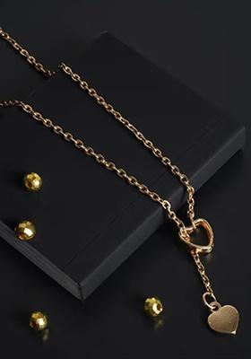 Gold Heart In Heart Pendant Chain For Women