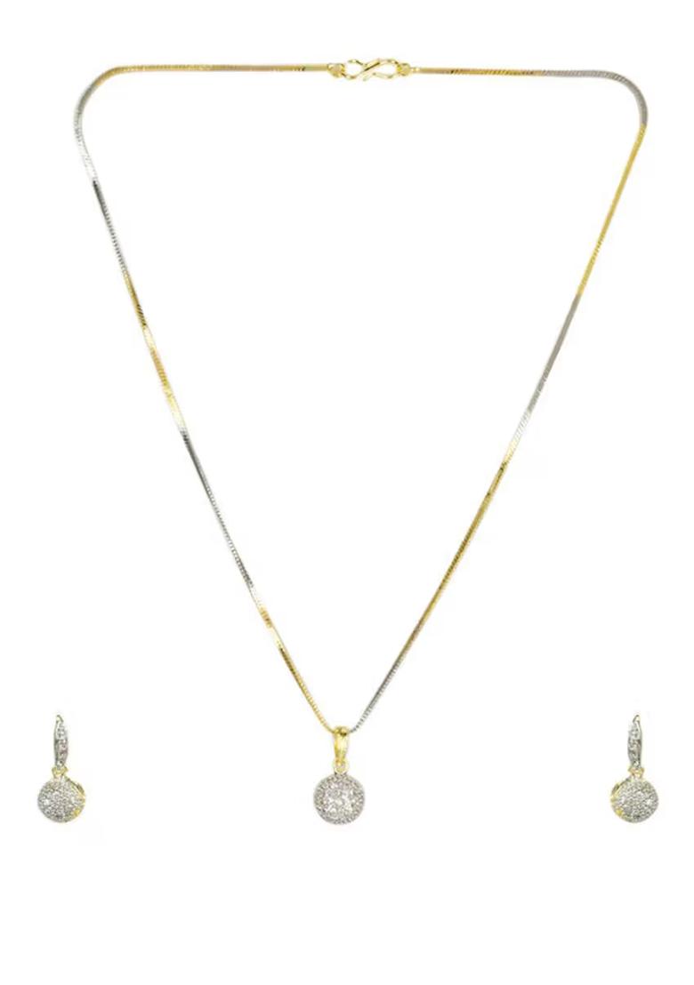Gold Ad Single Ball Pendant Chain Set For Women