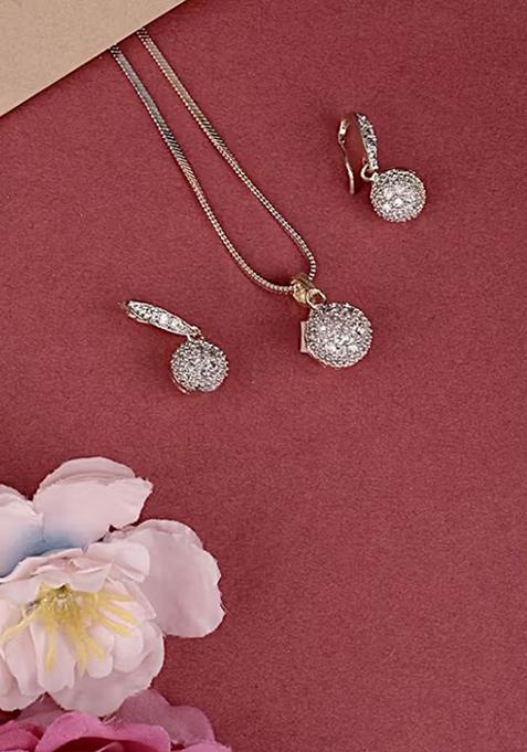 Gold Ad Single Ball Pendant Chain Set For Women