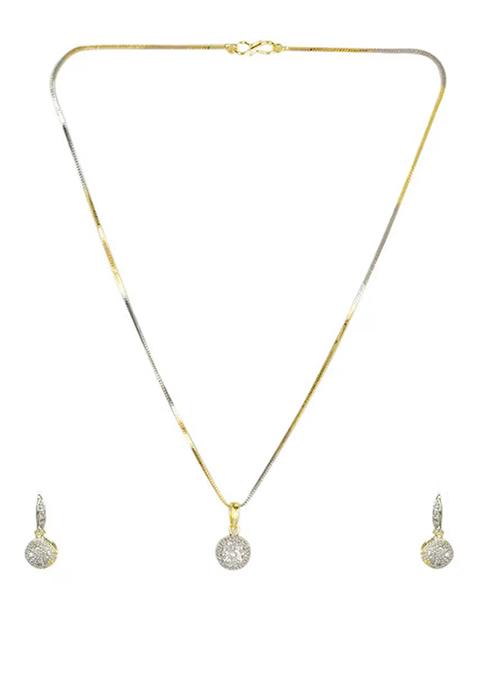 Gold Ad Single Ball Pendant Chain Set For Women