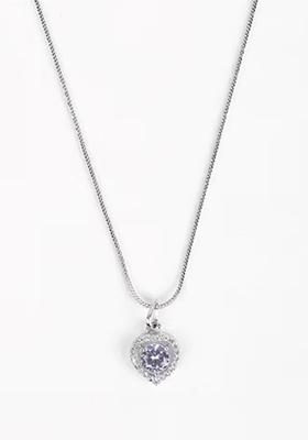 White Heart Design Ad Pendant Chain For Women