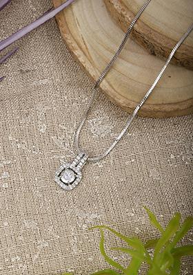 White Square Ad Pendant Chain For Women