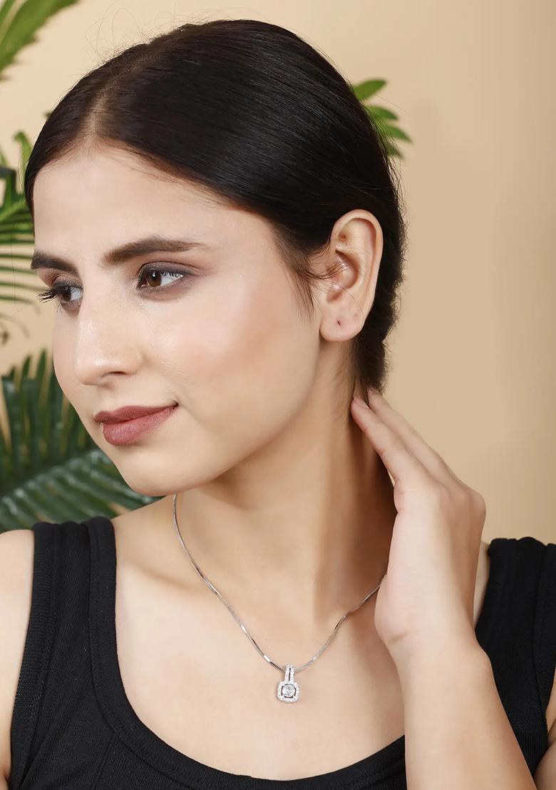 White Square Ad Pendant Chain For Women