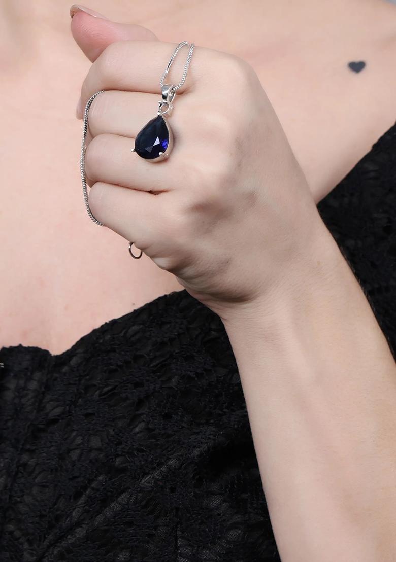 Blue Drop Design Pendant Chain For Women