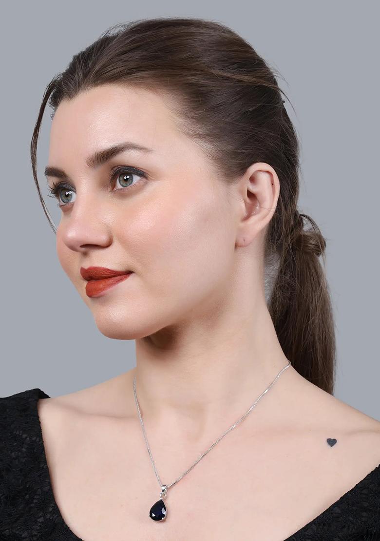 Blue Drop Design Pendant Chain For Women