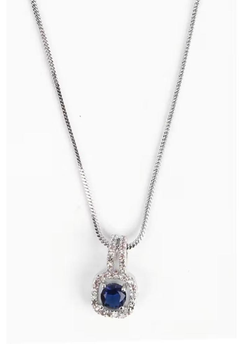 Blue Square Ad Pendant Chain For Women