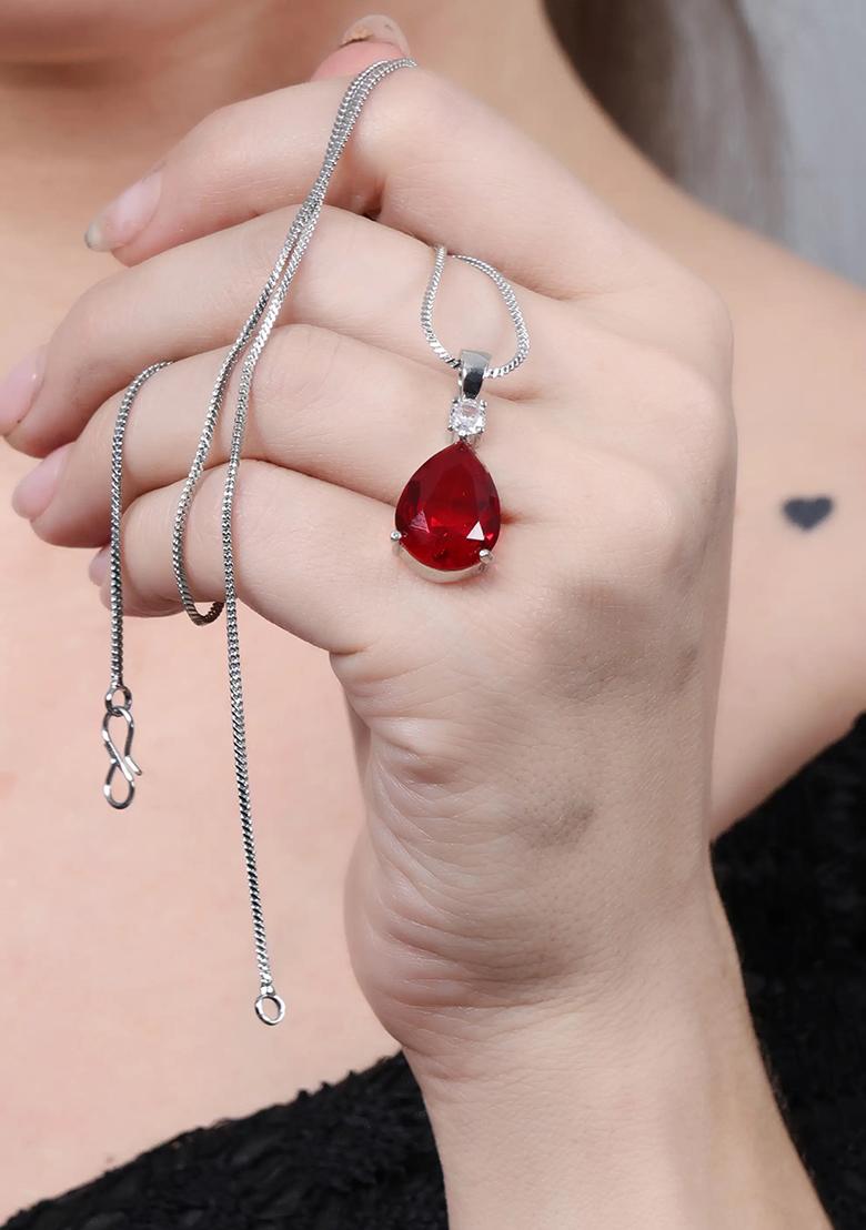 Red Red Drop Pendant Chain For Women
