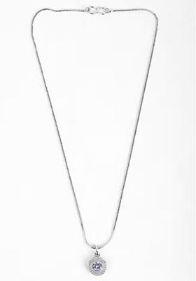 Gold White Round Ad Pendant Chain For Women